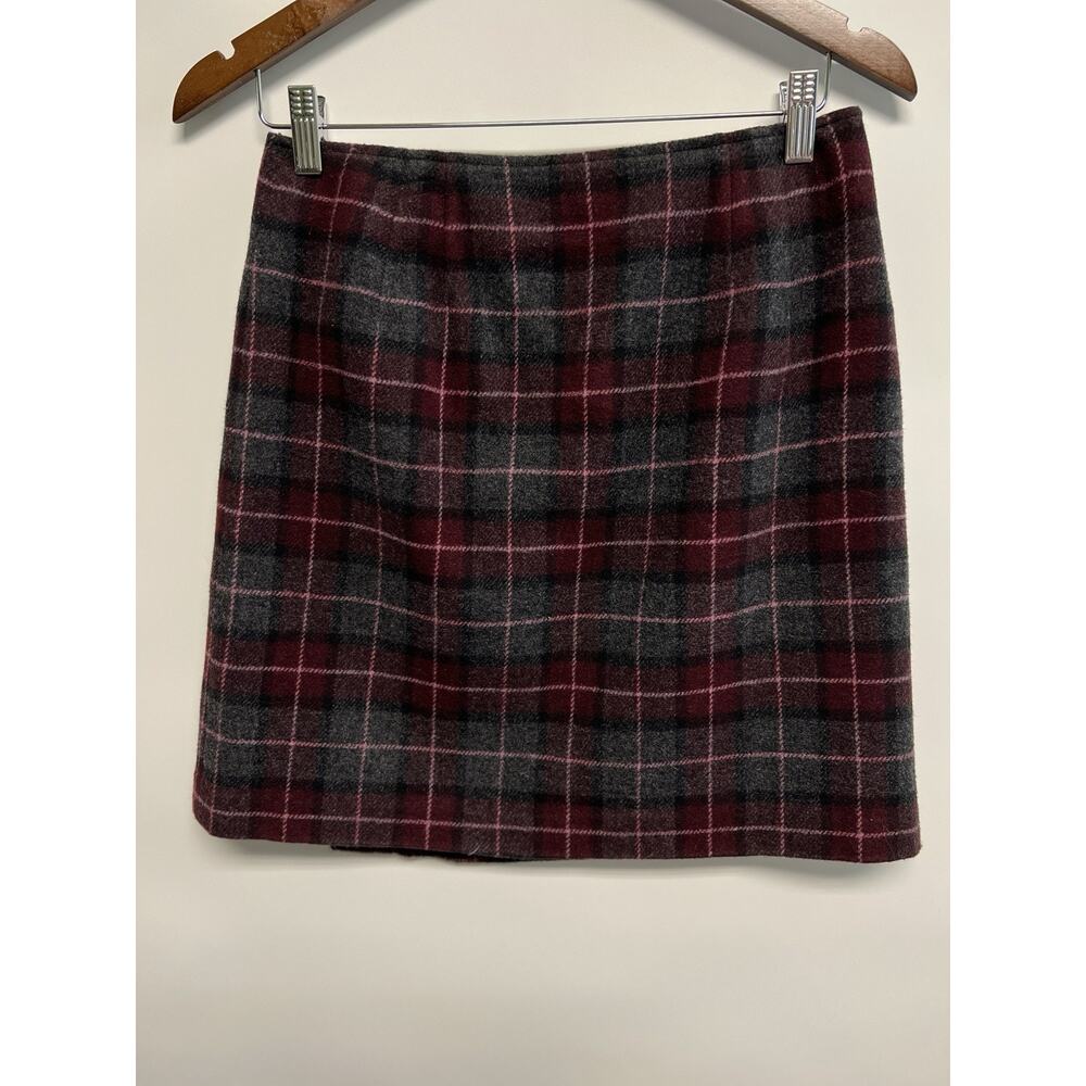 Vintage 90s Y2K Style Mini Wrap skirt Recycled Wool Tartan Plaid Sz 4 Academia - Picture 5 of 12